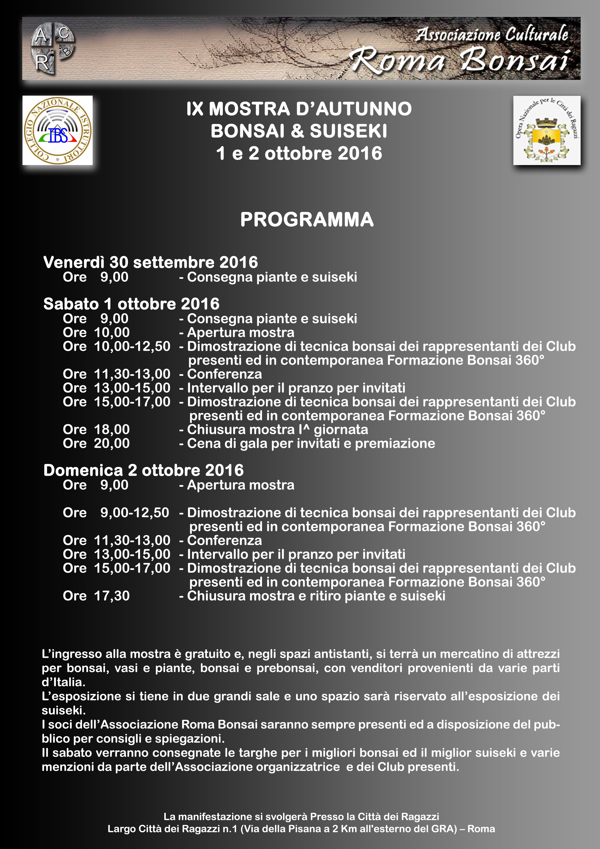 Programma Mostra Bonsai Roma Autunno 2016