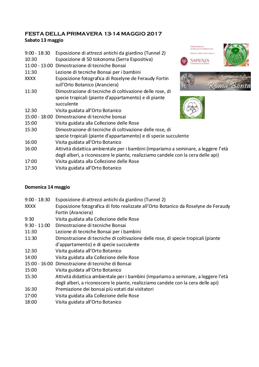 Programma Mostra Bonsai Roma 2017