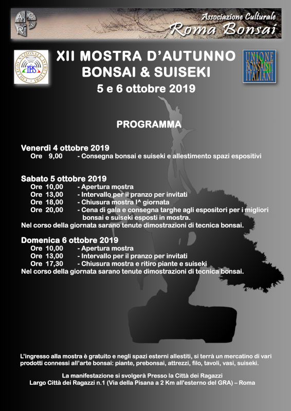 XII Mostra Bonsai Suiseki D’Autunno in Roma – Ottobre 2019