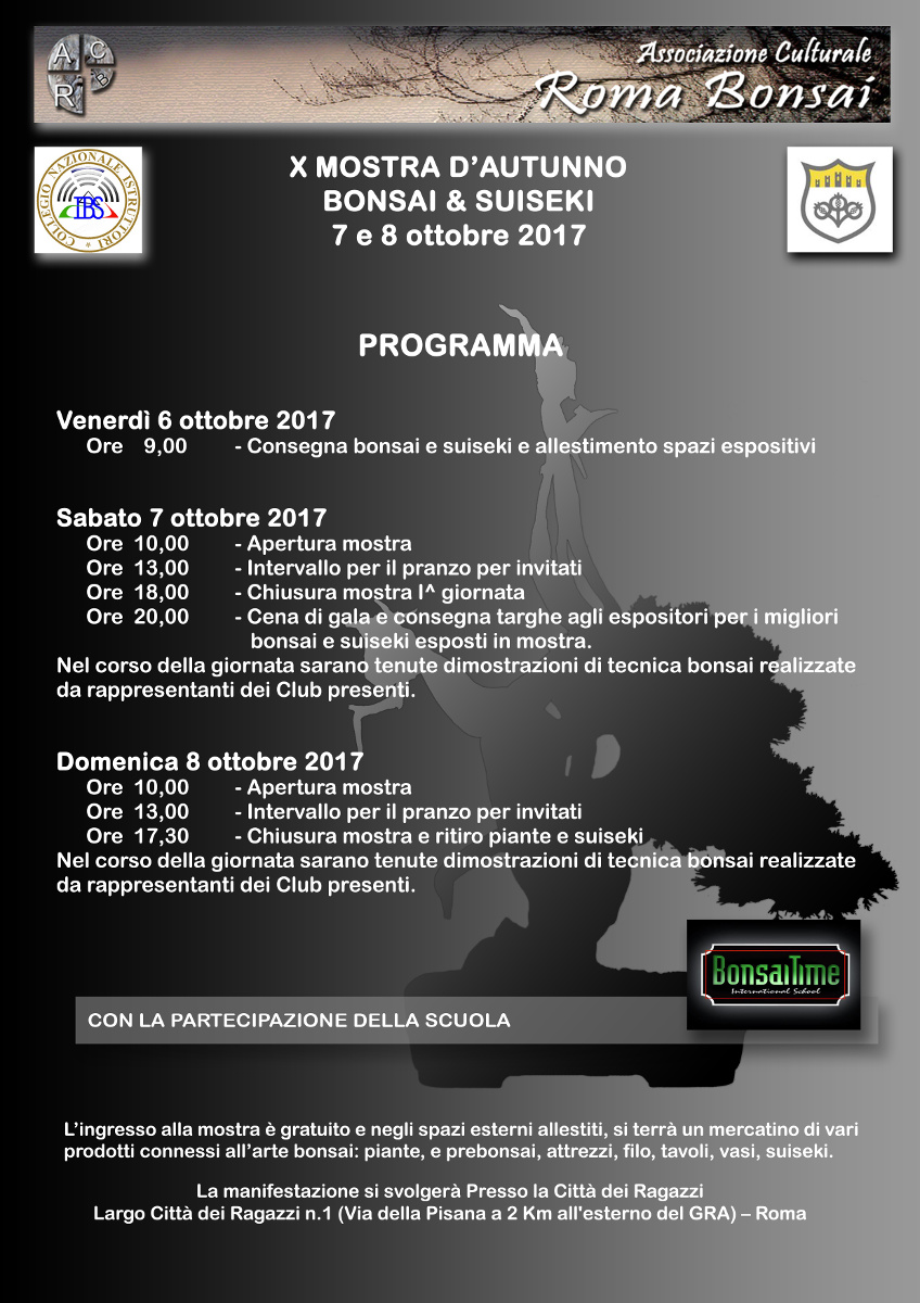 X Mostra Bonsai Suiseki D’Autunno in Roma – 7&8 Ottobre 2017