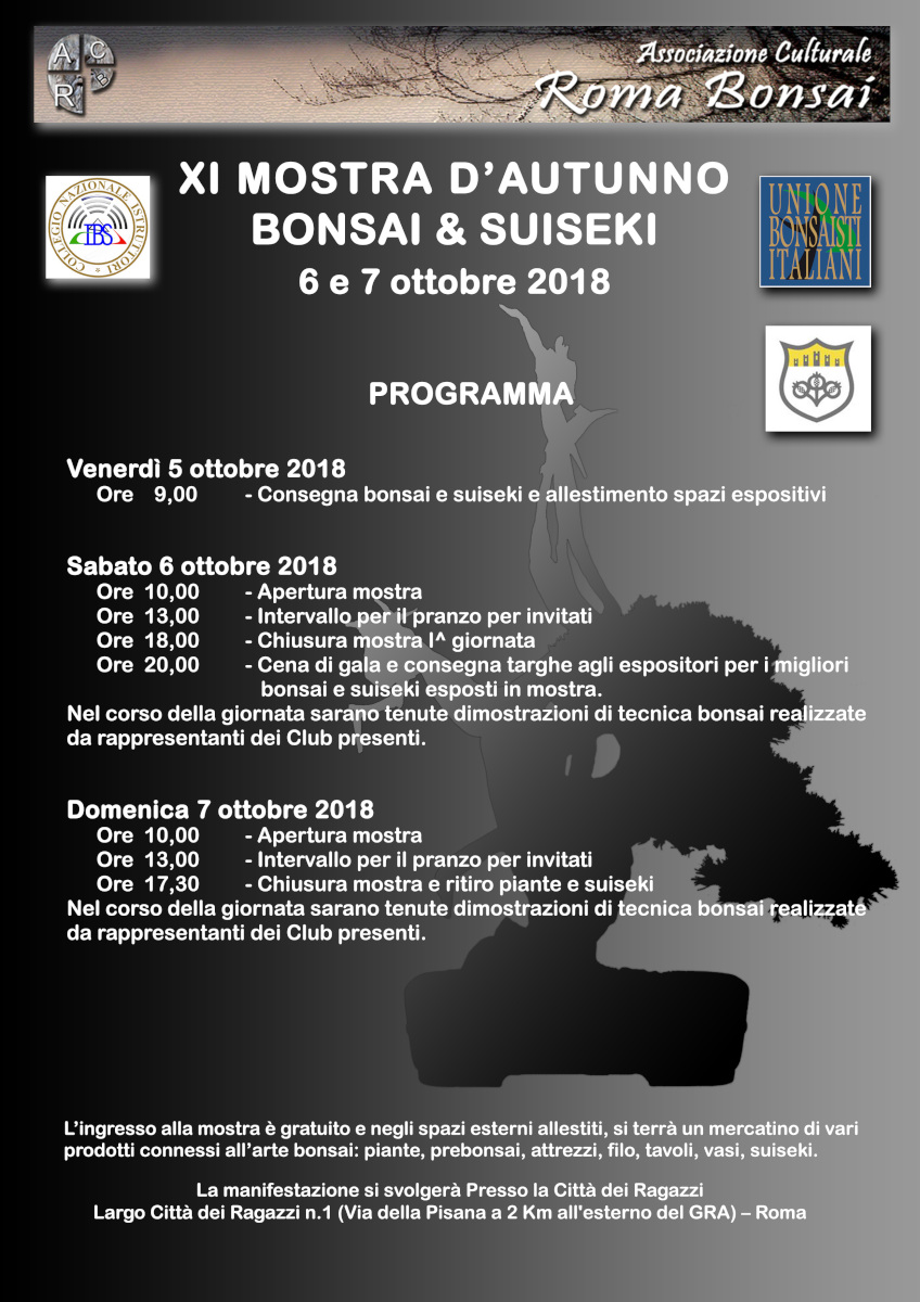 XI Mostra Bonsai Suiseki D’Autunno in Roma – 6&7 Ottobre 2018