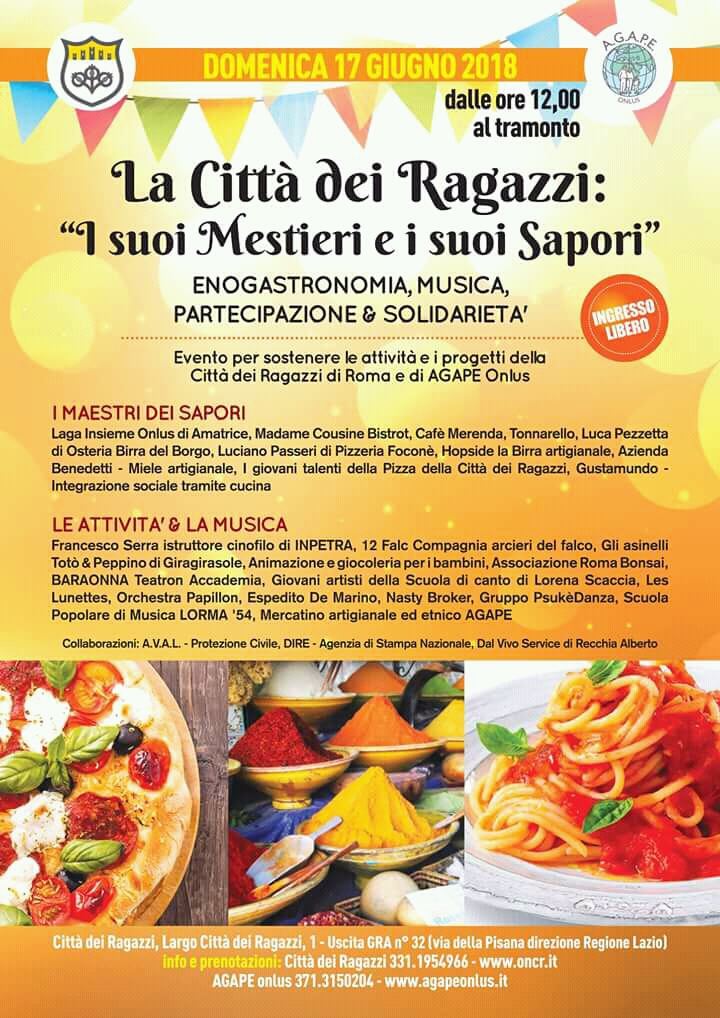 Città dei Ragazzi – Evento 2018: Enogastronomia, Musica, Solidarieta’
