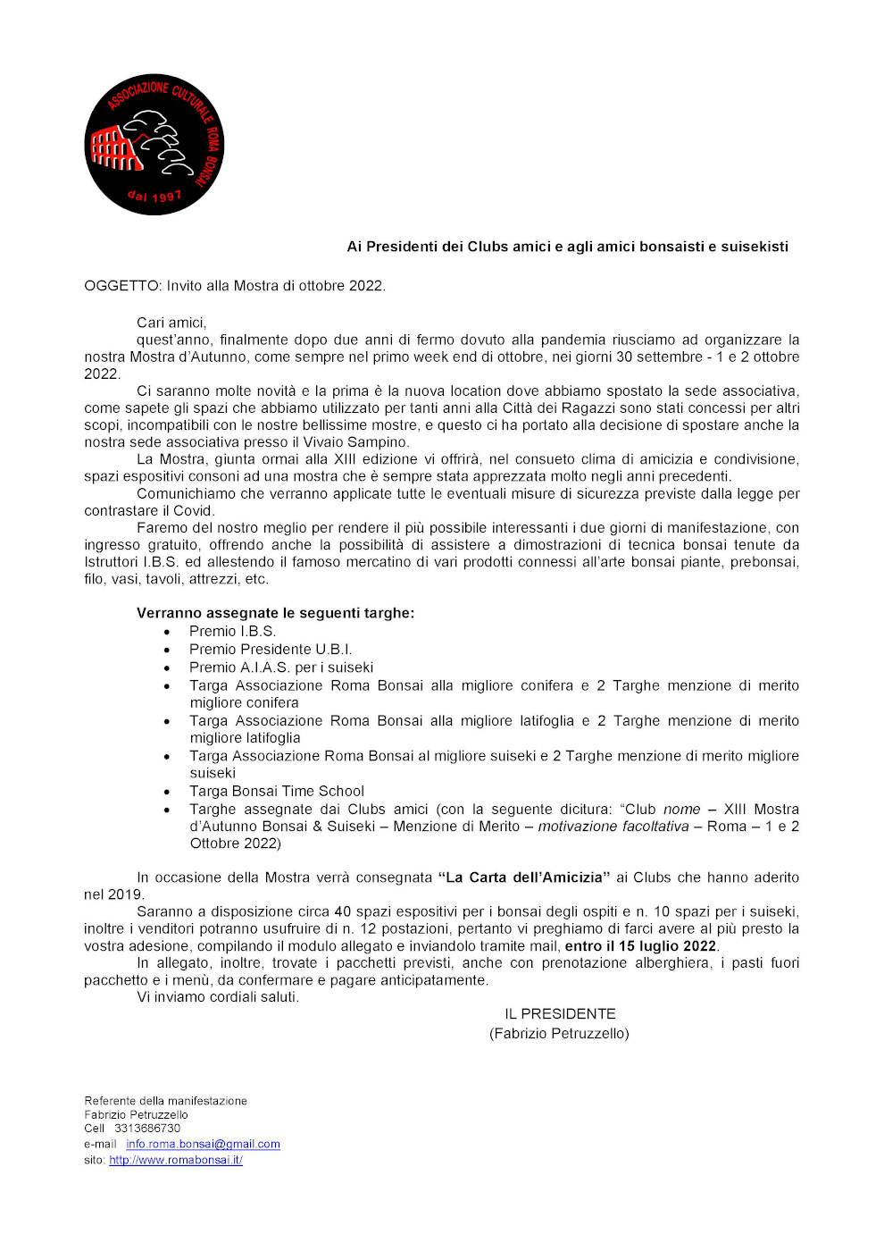 Invito ai Club Bonsai, contattateci per partecipare